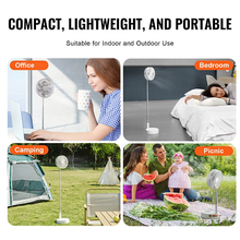 8 Inch Foldable Oscillating Standing Fan with Remote Control, 4-Speed Adjustable, Portable Desk Fan, 7200mAh Rechargeable USB