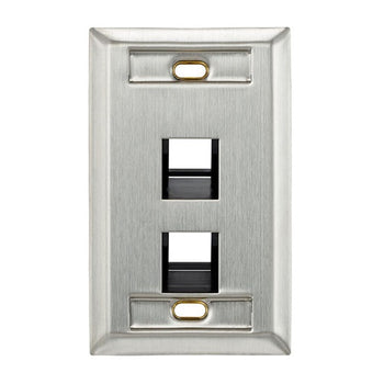 Angled Stainless Steel QUICKPORT Wallplate 2-Port 43081-1L2
