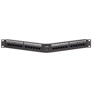 24-Port Cat 6 Angled 110-Style Patch Panel with Magnifying Lens 69587-L24