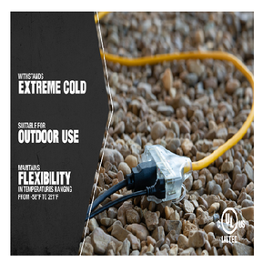 25"Ft Yellow Tritap Extension Cord Cable 12/3 Sjeoow Power Light Indicator Outdoor Cold Weather 3487SW0002 (Pack Of 3)