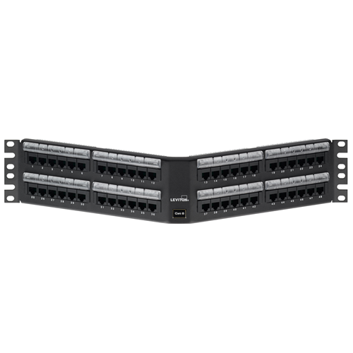 48-Port Cat 6 Angled 110-Style Patch Panel with Magnifying Lens Label Holder 69587-L48