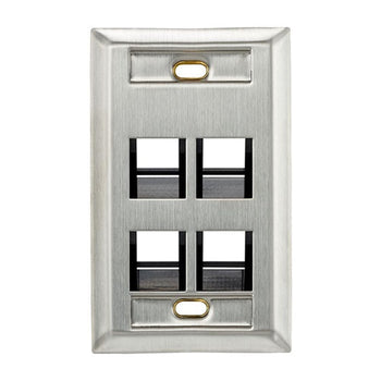 Angled Stainless Steel QUICKPORT Wallplate 4-Port 43081-1L4