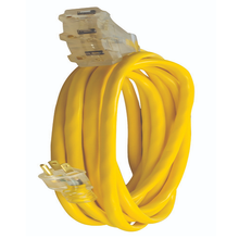 25"Ft Outlet Extension Cord 12/3 Sjtw Yellow Triple 4187SW8802 (Pack Of 4)