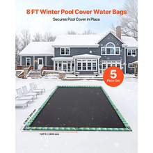 8 Ft Double-Chamber Pool Cover Water Tubes, Pack of 5 Pool Cover Water Bags with Reflective Strips, 0.3 mm Thick PVC Weights