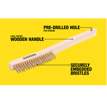 Brass Wire Long curved wood handle with pre-drilled hole for hanging Brush BWB (Pack of 24)