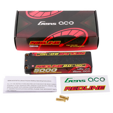Gens Ace 5000mAh 2S1P 7.4V HardCase 56# Redline 2.0 Series Lipo Battery With 5.0mm Bullet GEA50002S14D5