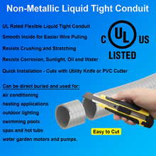 3/4" UL-Rated Flexible Non-Metallic Liquid-Tight Electrical Conduit Gray 100FT