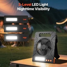 4W 7” Portable Cordless Integrated 10000mAh Rechargeable Solar LED Lantern Fan