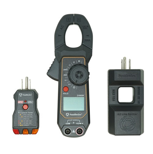 200A Ac 120V Clamp Meter consisting clamp meter Line Splitter Gfci Receptacle Tester 20025K (Pack of 2)