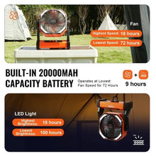 8 Inch Table-type Portable Rechargeable Fan with LED Lantern 4-Speed Adjustable, USB Battery-Powered Table Fan