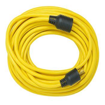 Cable de extensión amarillo SJTW de 15,24 m, 12/3, Nema L5-20P, para exteriores, con cierre giratorio, 9208SW8802 (paquete de 6) 
