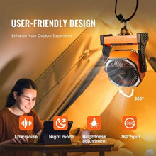 8 Inch Table-type Portable Rechargeable Fan with LED Lantern 4-Speed Adjustable, USB Battery-Powered Table Fan