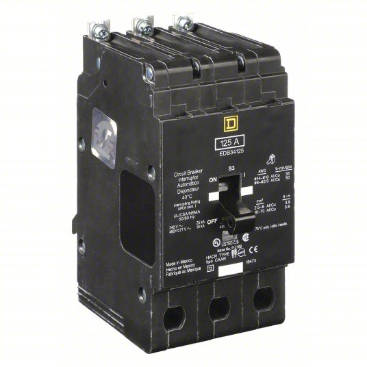 Miniature Circuit Breaker 125 A, 277/480V AC, Three Phase, 18kA at 277/480V AC EDB34125