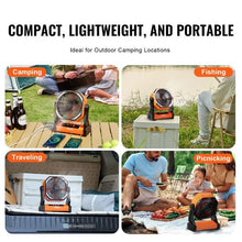 8 Inch Table-type Portable Rechargeable Fan with LED Lantern 4-Speed Adjustable, USB Battery-Powered Table Fan