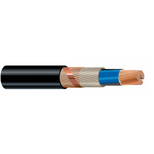 3x185svs/95 mm² Stranded Bare Copper Braid Shielded PVC NYCWY Eca 0.6/1 KV Installation Cable