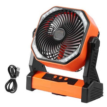 8 Inch Table-type Portable Rechargeable Fan with LED Lantern 4-Speed Adjustable, USB Battery-Powered Table Fan