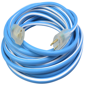 25"Ft Blue/white Extension Cord Cable 12/3 Sjeow Power Light Indicator Outdoor Cold Weather 1637SW0061 (Pack Of 3)