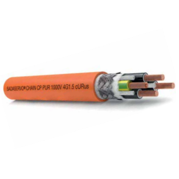 19 AWG 4C Gnd Bare Copper Shielded Nonwowen-tape Servo Cable Chain CP PUR UL/CSA 1000V