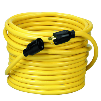 Cable de extensión amarillo STW de 15,24 m, 12/3, Nema L5-20P, para exteriores, con cierre giratorio, 90288802 (paquete de 4)