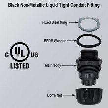 1/2" UL-Rated Non-Metallic Liquid Tight Conduit Straight Fitting Black (Pack of 25)
