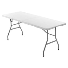 6 Ft Heavy Duty Folding Table – Portable Fold-in-Half Utility Table with Handle (White)