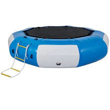 13FT Inflatable Water Trampoline Round Bouncer with Escalator Blue & White