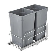Pull-Out Trash Can 27 QT x2 Heavy Duty Kitchen Waste Bin with Soft Close Slide & Door Kit (Grey)