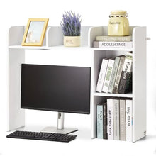 Wood Desktop Bookshelf 2-Tier Organizer with Anti-Slip Feet (White)