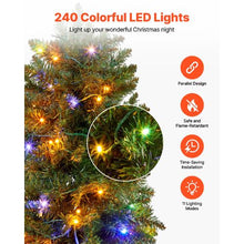 Prelit Fir Wood Artificial Christmas Tree Xmas with 240 Colorful LED and 11 Lighting Modes Decoration (6FT)