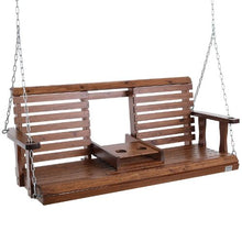 5 FT Wooden Porch Swing Chair with Chains Heavy Duty Outdoor Hanging Bench 880 lbs Capacity (Brown)