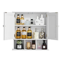 Bathroom Wall Cabinet 2 Doors Adjustable Shelf Over-the-Toilet White with Shelves & Open Partition