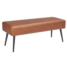 PU Leather Bedroom Bench with Metal Legs Upholstered Shoe Bench Stitched Design (Brown)