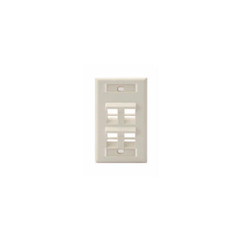 Angled Single-Gang QUICKPORT Wallplate 4-Port Light Almond 42081-4TS
