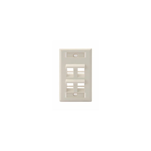 Angled Single-Gang QUICKPORT Wallplate 4-Port Light Almond 42081-4TS