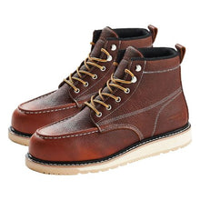 Steel Toe Moc Toe Work Boots for Men Size 9.5 Waterproof & Slip-Resistant (Brown)