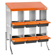 6-Compartment Chicken Nesting Box Roll-Away Egg Box with Legs Steel & Plastic for Hens(Orange)