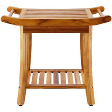 Teak Shower Bench Waterproof with Storage Shelf & Non-Slip Feet 300 LBS Capacity