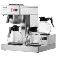 12 Cups Commercial Drip Coffee Maker 3 Carafes Stainless Steel Auto Water Intake for Restaurant & Office