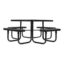 Outdoor Picnic Table Set 45.7" Square Patio Table with Benches Heavy-Duty Steel Umbrella Hole Weather-Resistant (Black)