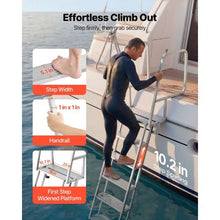 6-Step Dock Ladder 81.3" Flip-Up Aluminum Alloy Pontoon Boat Swim Ladder 350 lbs Weight Capacity