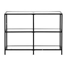 3-Tier Glass Console Table – Modern Black Sofa Table with Iron Legs