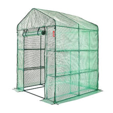 4.7 x 4.7 x 6.5' Ft High Strength PE Cover with Zipper Door and Steel Frame Walk-in Green House with Shelves