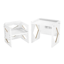 Kids Montessori Table and Chair Set Adjustable Height (White)