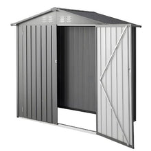 6 x 4 FT Metal Garden Shed Outdoor Storage Shed Lockable Doors 4 Louver Vents Peak Roof (Gray)