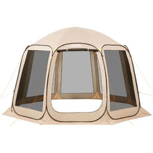 12 x 11 ft Pop-Up Screen Tent 10–12 Person Screened Canopy Shelter with Netting Sides Stakes & Carry Bag – (Beige)