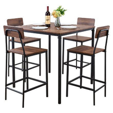 35 In Bar Table Set with Rounded Edge Design with Four Stools for Living Room and Kitchen