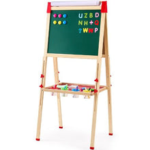 Kids 3-in-1 Wooden Art Easel – Double-Sided Whiteboard & Chalkboard with Paper Roll