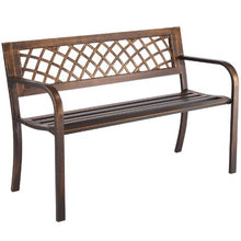 46-Inch Outdoor Bench Carbon Steel Frame with PVC Mesh Backrest – Weatherproof for Patio Garden Park Yard Front Porch Antique Bronze