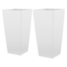 26" Tall Planters Large White Tapered Outdoor Flower Pots with Casters Inner Pots & Drainage (Set of 2)