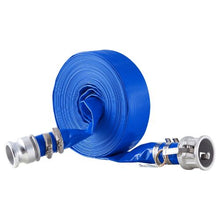 Backwash Hose - 1.5 x 50 ft Blue PVC with Clamps & Camlock Aluminum Fittings | For Sewage Treatment Water Transport & Agricultural Use